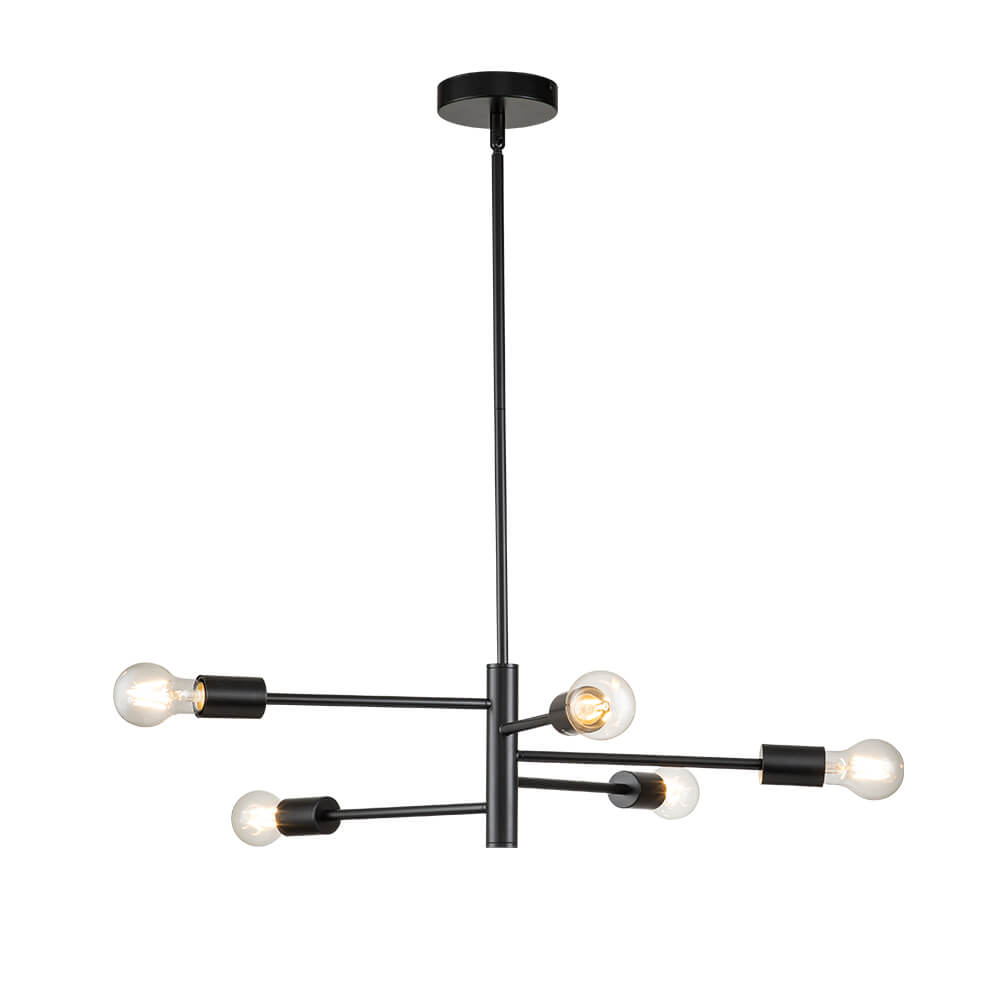 5-Light Modern Minimalist Sputnik Chandelier in Black for Living Room/Dining Room/Bedroom