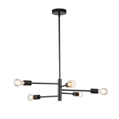 5-Light Modern Minimalist Sputnik Chandelier in Black for Living Room/Dining Room/Bedroom