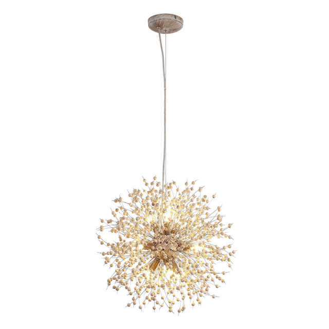 Modern Contemporary 8/9 Light Firework Wood Beads Sputnik Chandelier Pendant Light for Restaurant/ Living Room/ Bedroom