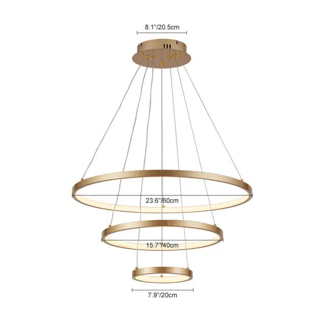 Modern Dimmable LED Lighting 3-Tier Ring Circular Shape Chandelier for Living Room Dining Room Bedroom