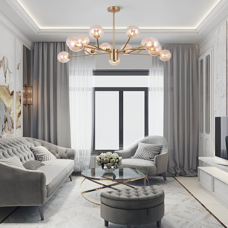Contemporary Modern 15-Light Branching Modo Bubble Chandelier for