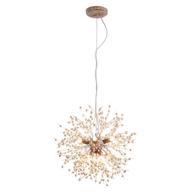 Modern Contemporary 8/9 Light Firework Wood Beads Sputnik Chandelier Pendant Light for Restaurant/ Living Room/ Bedroom