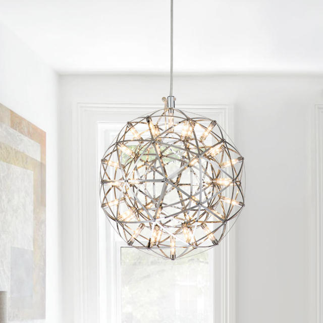 Glam Modern LED Basket Sparkle Starry Chandelier Pendant Light for Restaurant/ Living Room/ Bedroom