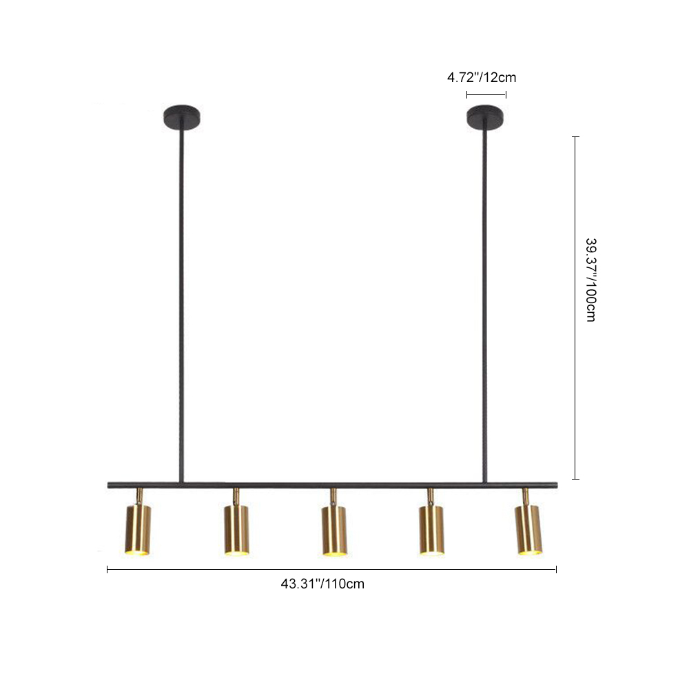 Modern 5-Light Track Lighting Kit Linear Chandelier in Black/Gold for Kitchen Island Dining Room Counter Bar