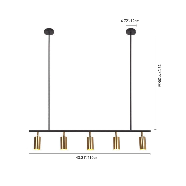 Modern 5-Light Track Lighting Linear Island Chandelier in Black/Gold for Kitchen Island Dining Room