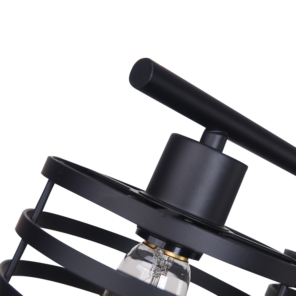 Modern Industrial Black Linear Island Chandelier Pendant Light in Open-caged Shade for Restaurant/ Living Room/ Bedroom