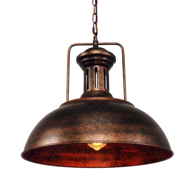 Modern Farmhouse Industrial Rustic Dome Pendant Lighting Black/Rusty Hanging Light for Kitchen Island /Dining Room