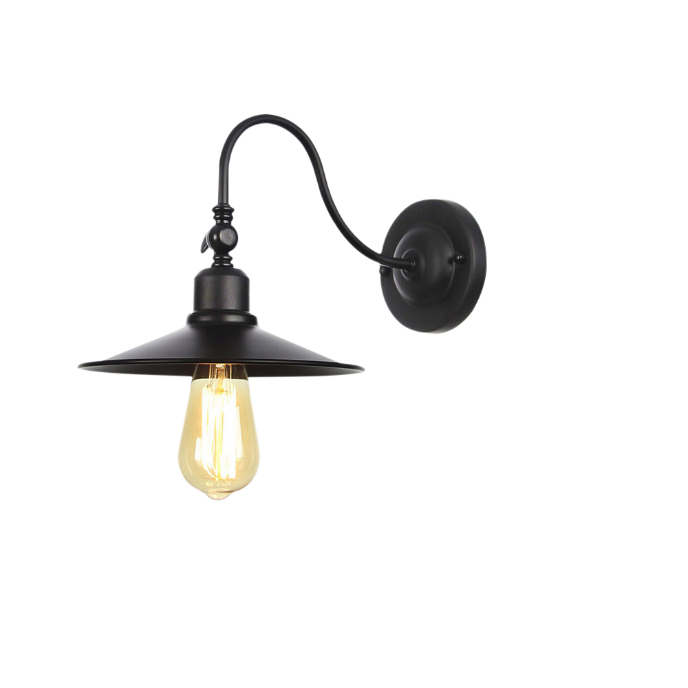 Modern Farmhouse Black Outdoor Indoor 1 Light Arm Wall Sconces Conical Wall Lights for Front Door/ Entryway/Living Room