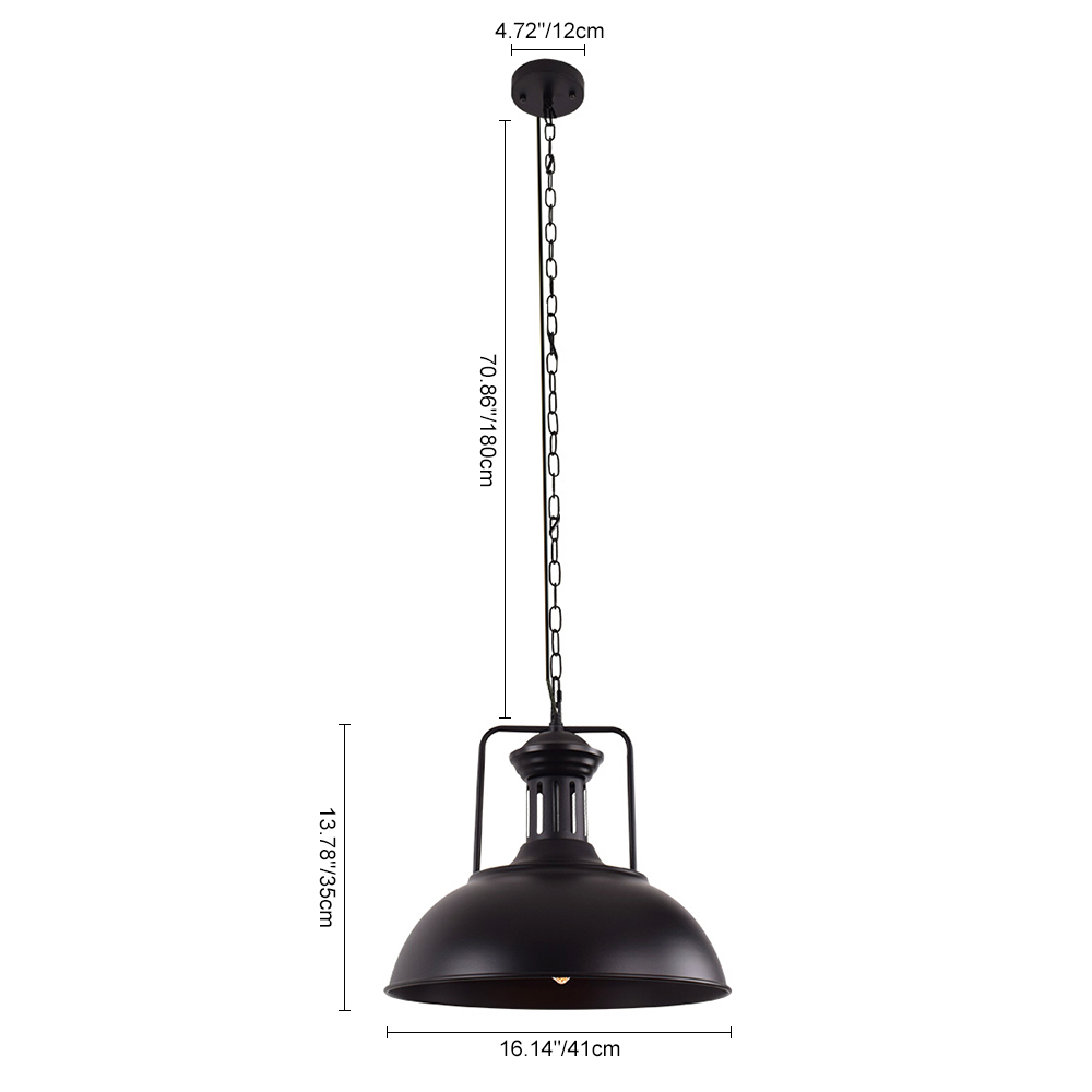 Modern Farmhouse Industrial Rustic Dome Pendant Lighting Black/Rusty Hanging Light for Kitchen Island /Dining Room