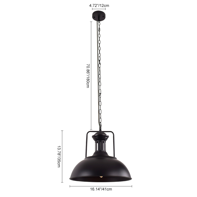 Modern Farmhouse Industrial Rustic Dome Pendant Lighting Black/Rusty Hanging Light for Kitchen Island /Dining Room