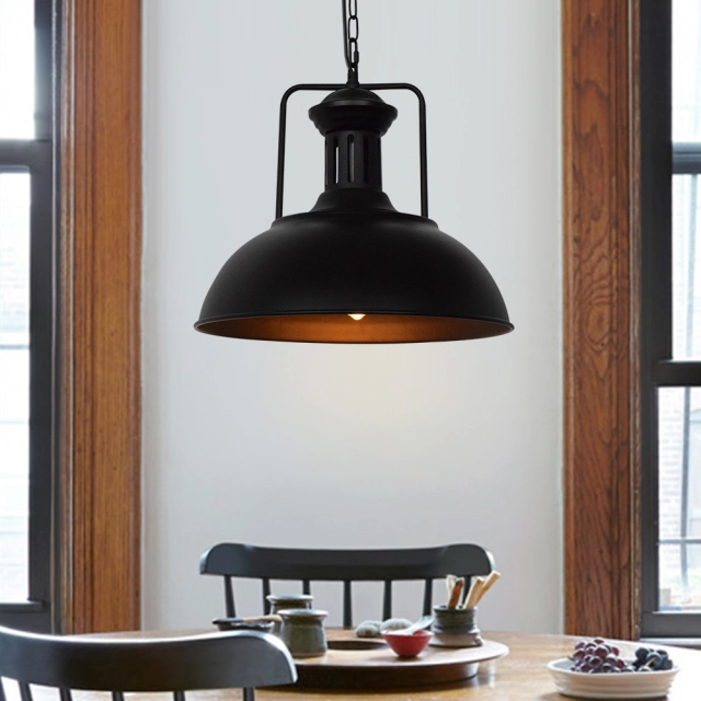 Modern Farmhouse Industrial Rustic Dome Pendant Lighting Black/Rusty Hanging Light for Kitchen Island /Dining Room