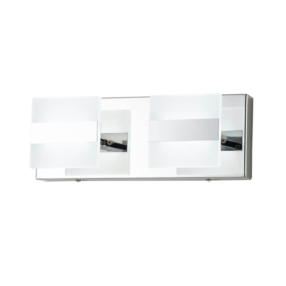Dimmable Modern Square LED Bathroom Vanity Light Chrome Wall Sconce Walll Light in Cool White for Dressing Room/ Kitchen