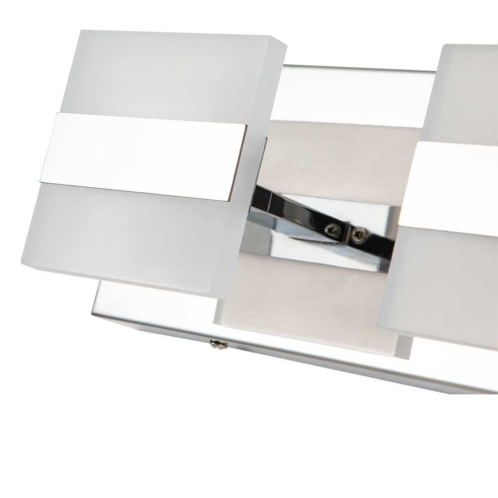 Dimmable Modern Square LED Bathroom Vanity Light Chrome Wall Sconce Walll Light in Cool White for Dressing Room/ Kitchen