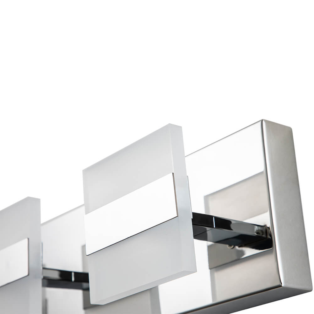 Dimmable Modern Square LED Bathroom Vanity Light Chrome Wall Sconce Walll Light in Cool White for Dressing Room/ Kitchen
