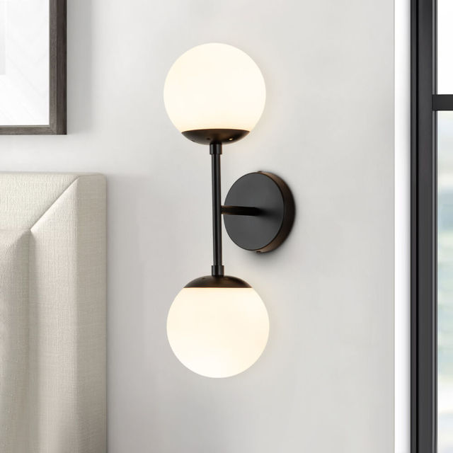 Modern Minimalist Black/ Brass Wall Sconces Opal/ Clear Glass Shade Wall Lights Bathroom Vanity Light for Bedrrom/ Entryway/ Living Room