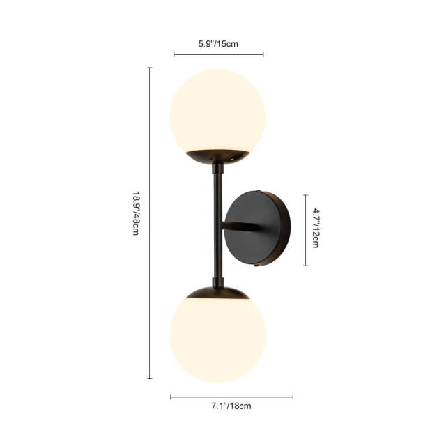 Modern Minimalist Black/ Brass Wall Sconces Opal/ Clear Glass Shade Wall Lights Bathroom Vanity Light for Bedrrom/ Entryway/ Living Room