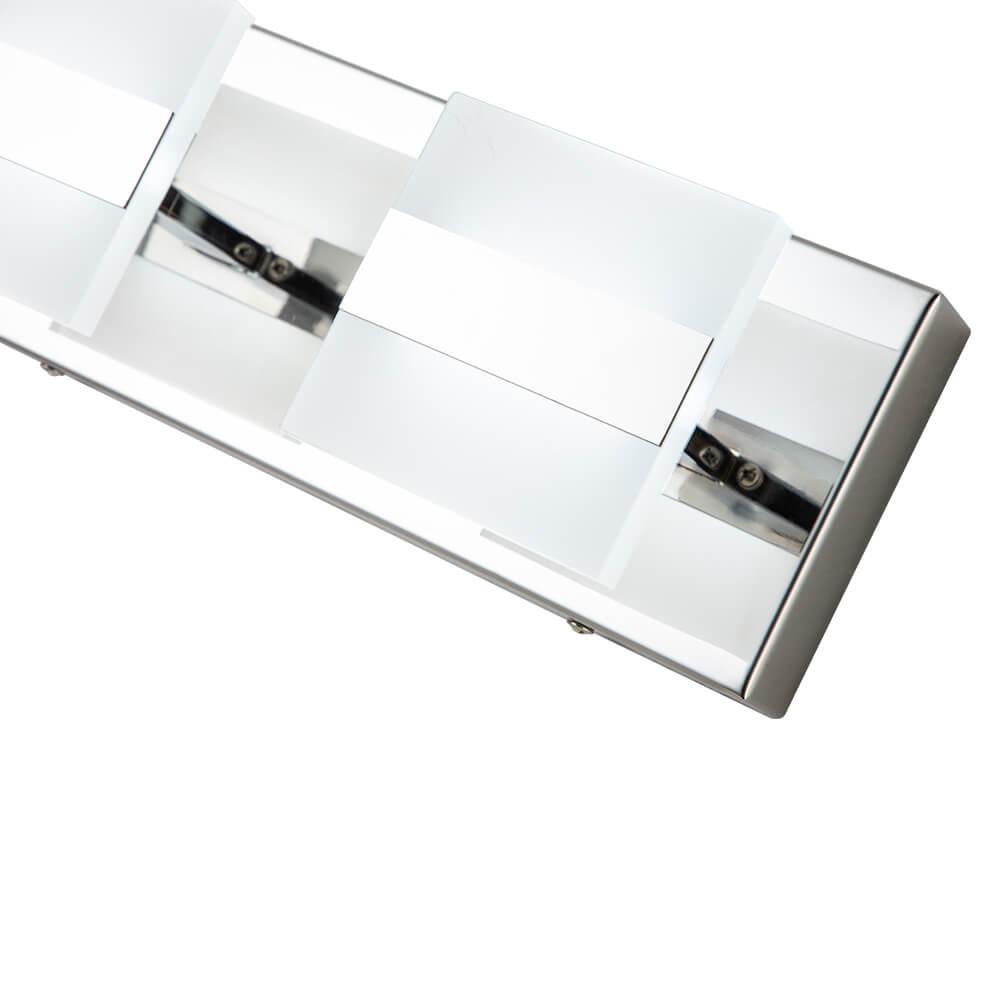 Dimmable Modern Square LED Bathroom Vanity Light Chrome Wall Sconce Walll Light in Cool White for Dressing Room/ Kitchen