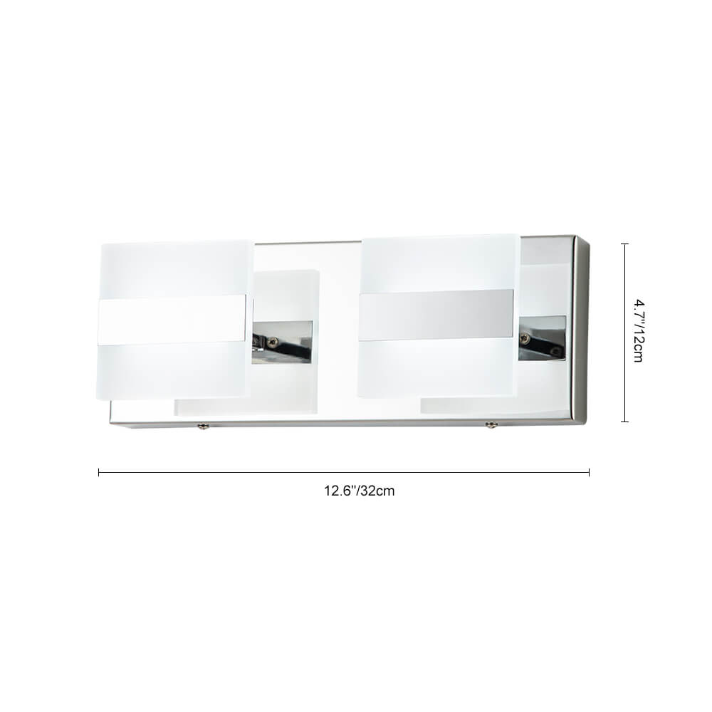Dimmable Modern Square LED Bathroom Vanity Light Chrome Wall Sconce Walll Light in Cool White for Dressing Room/ Kitchen