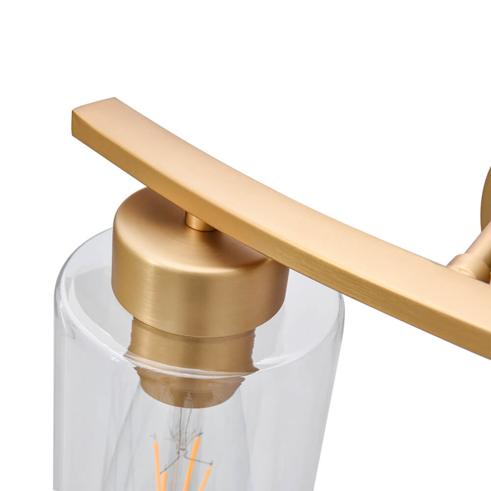 Modern Brass Cylinder Clear Glass Shade Wall Sconces Wall Lights Bathroom Vanity Light for Entryway/ Living Room/ Bedroom