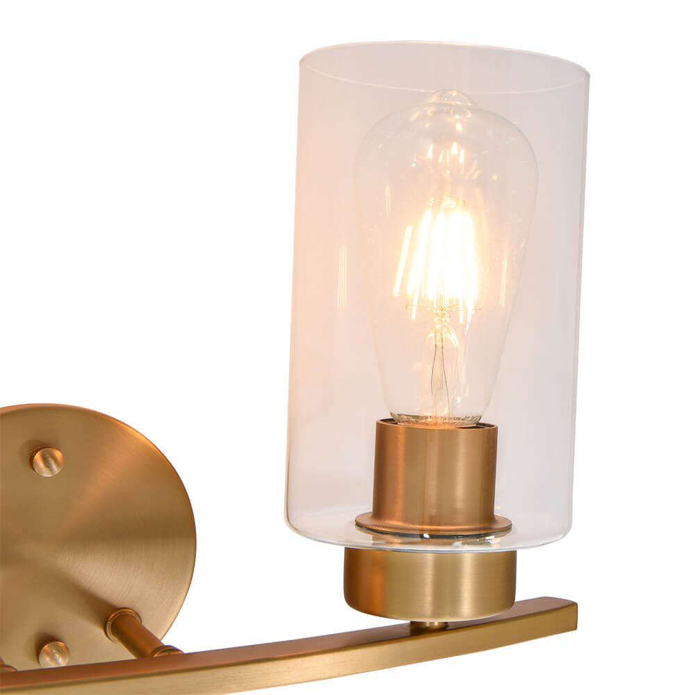 Modern Brass Cylinder Clear Glass Shade Wall Sconces Wall Lights Bathroom Vanity Light for Entryway/ Living Room/ Bedroom