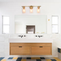 Modern Brass Cylinder Clear Glass Shade Wall Sconces Wall Lights Bathroom Vanity Light for Front Door/ Entryway/Living Room