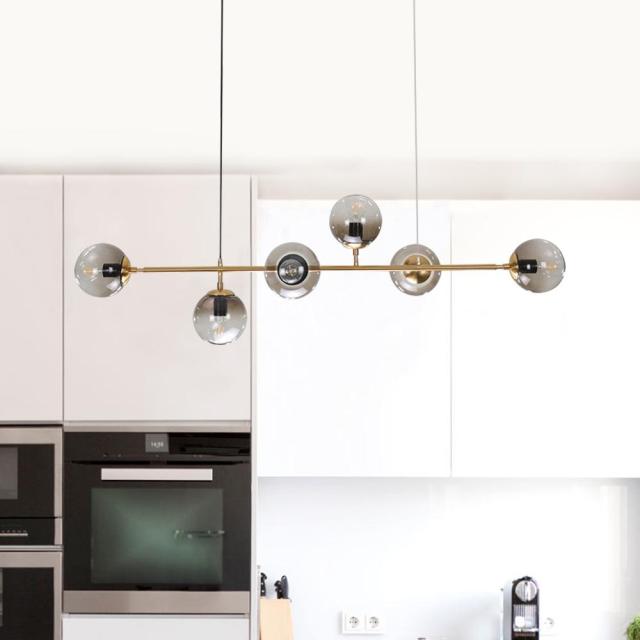 4/6-Light Vertical Linear Chandelier with Glass Spheres in Modern Style for Kitchen Dining Room