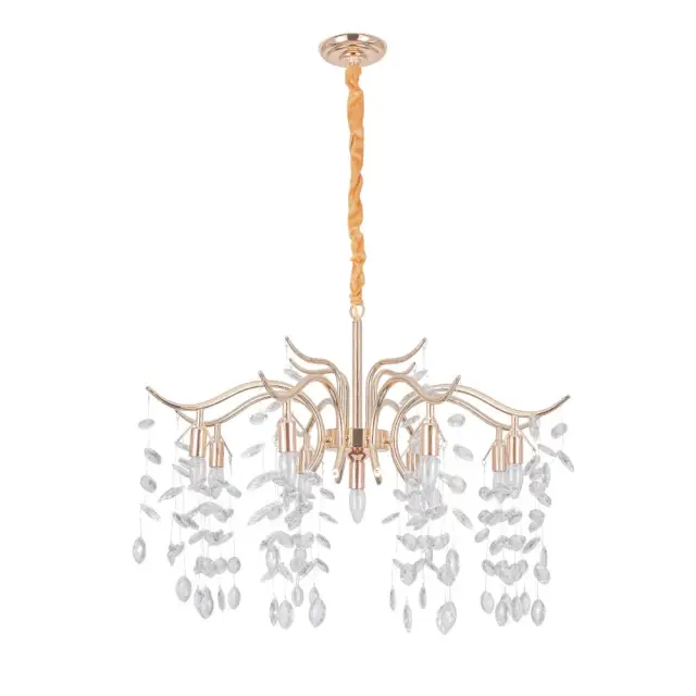 Glam Modern Luxury Brass Crystal Island Chandelier Pendant Light in Branching Crystals for Restaurant/ Living Room/ Bedroom