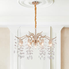 Glam Modern Brass Crystal Island Chandelier Pendant Light in Branching Crystals for Restaurant/ Living Room/ Bedroom