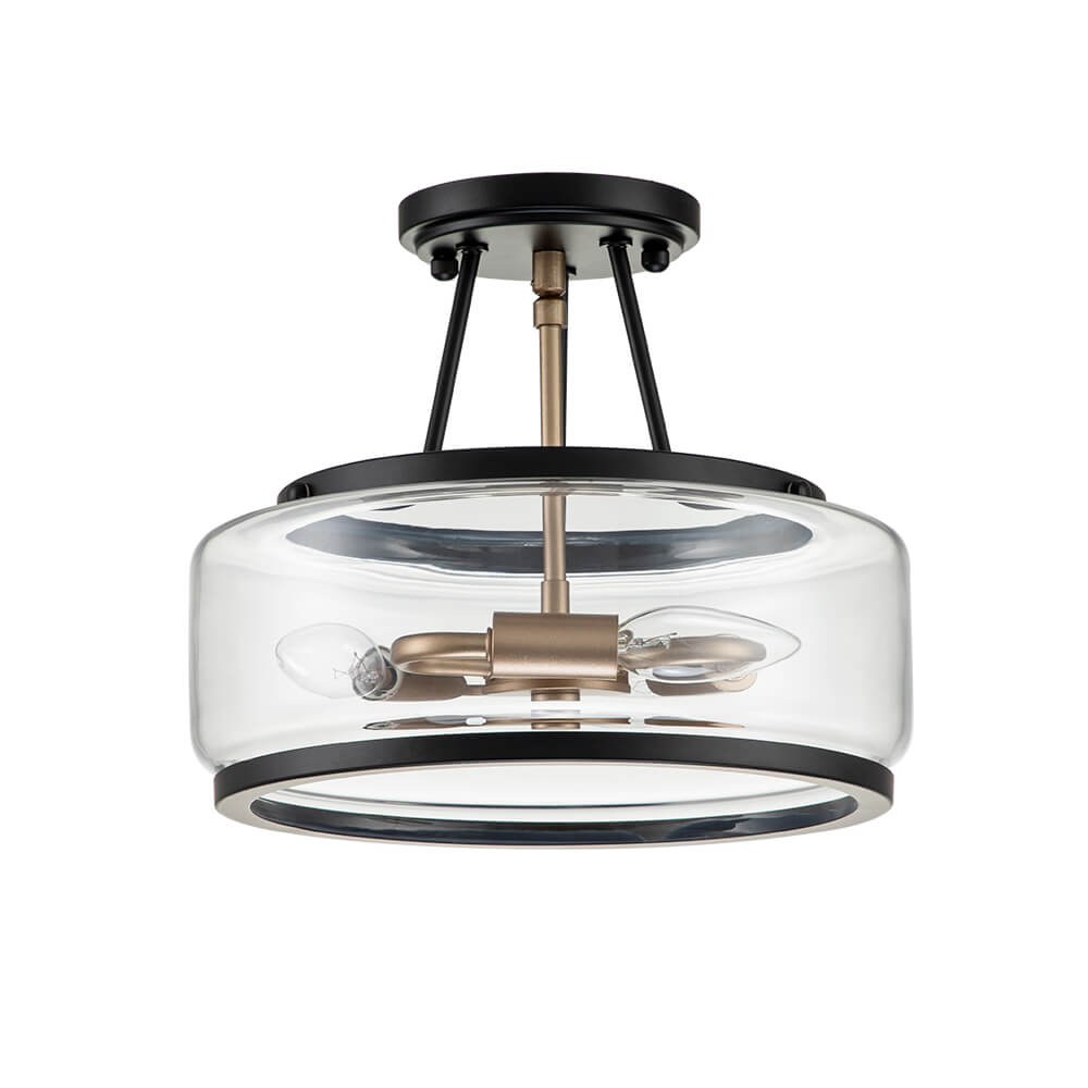 Modern Farmhouse Modern Semi Flush Mount in Open Clear Glass Shade Design for Kitchen Island /Dining Room /Hallway