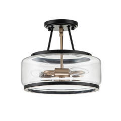 Modern Farmhouse Modern Semi Flush Mount in Open Clear Glass Desgin for Kitchen Island /Dining Room /Hallway