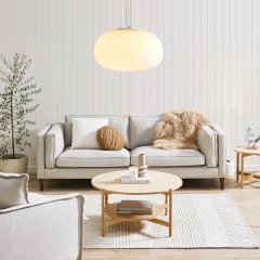 Modern White 1 Light Pendant Light with Ribbed Blown Glass Shade
