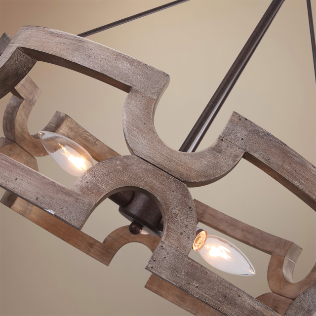 Modern Farmhouse 3/6 Lights Wooden Drum Chandelier for Entryway/Kitchen/Dining Room