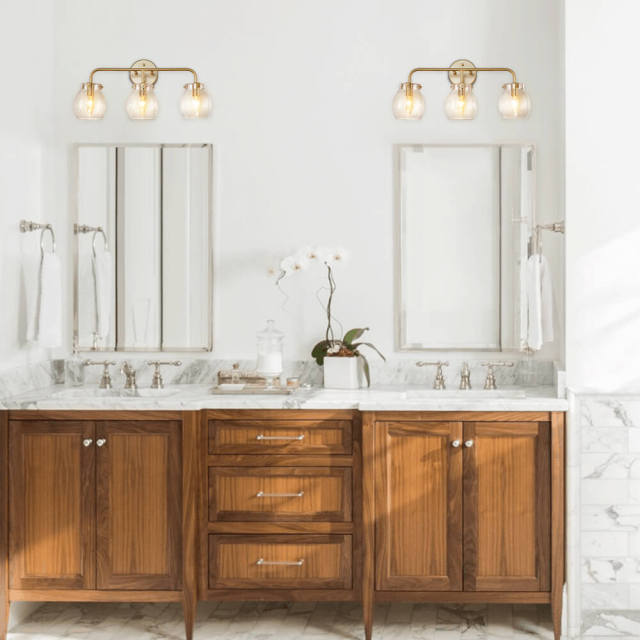 Modern Brass Seeded Glass Wall Sconces Wall Lights Over Mirror Bathroom Vanity Light for Entryway/ Living Room/ Bedroom