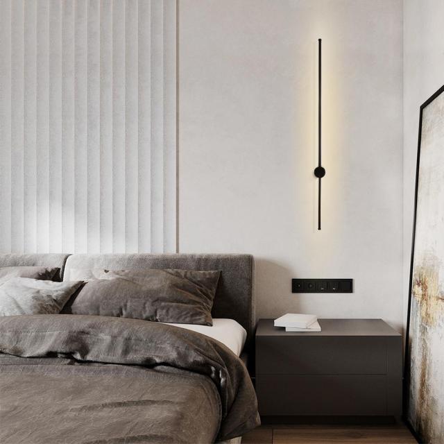 Minimalist Style Long Strip LED Wall Sconce in Black 3000K LED Wall Lamp for Modern Home Lighting