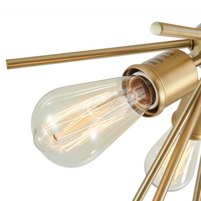 3-Light Modern Gold Sputnik Semi Flush Mount for Dining Room/ Living Room /Bedroom