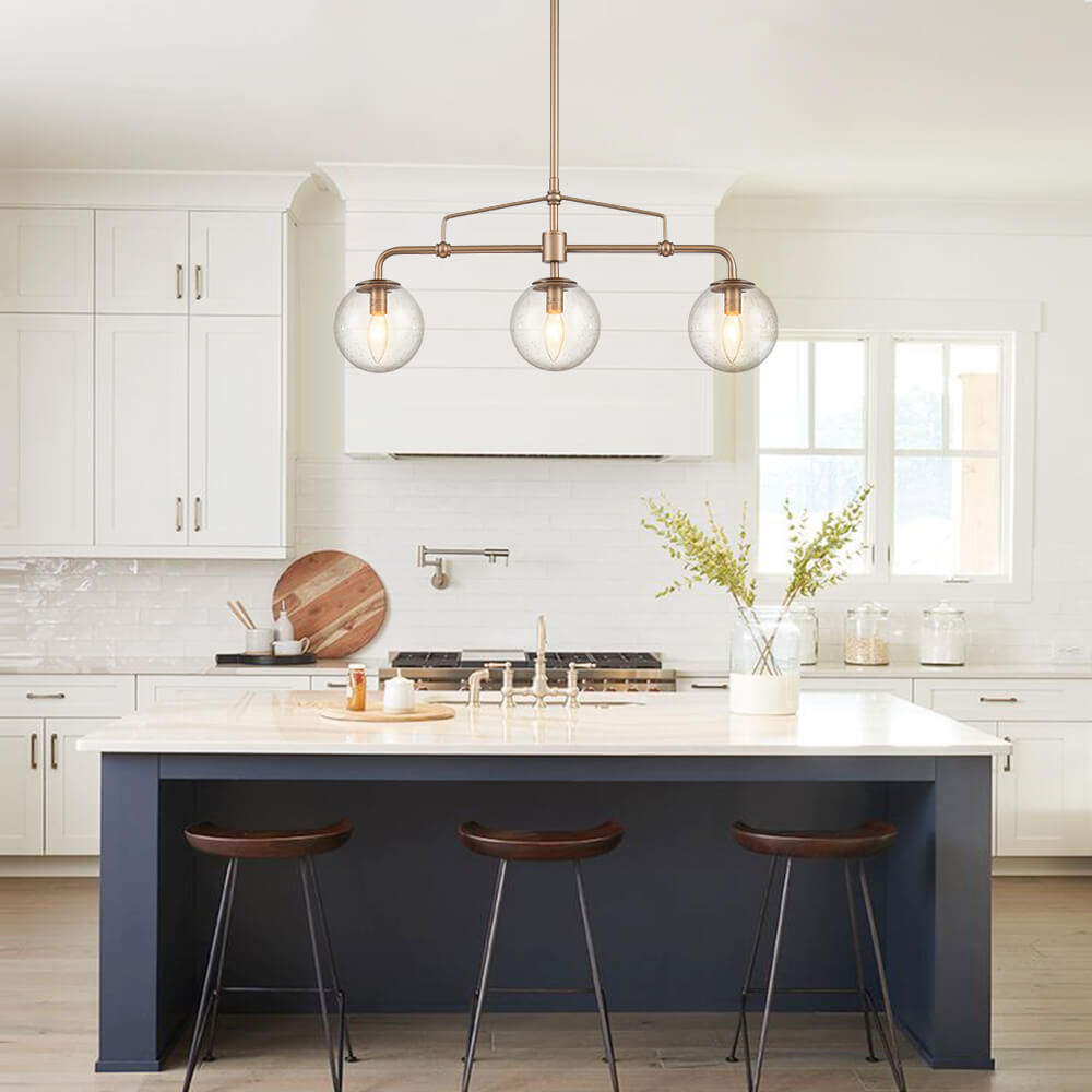 linear lighting over kitchen island