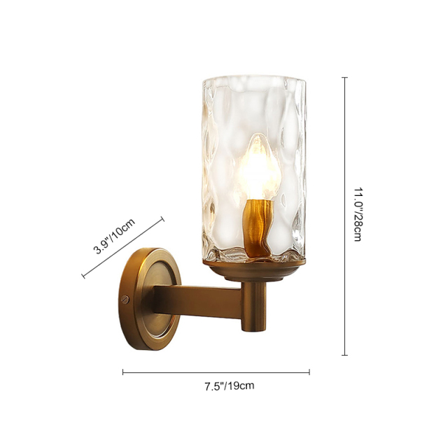 Dreamy Glam Modern Armed Wall Sconces Luxurious Water-grained Glass Shade Wall Light