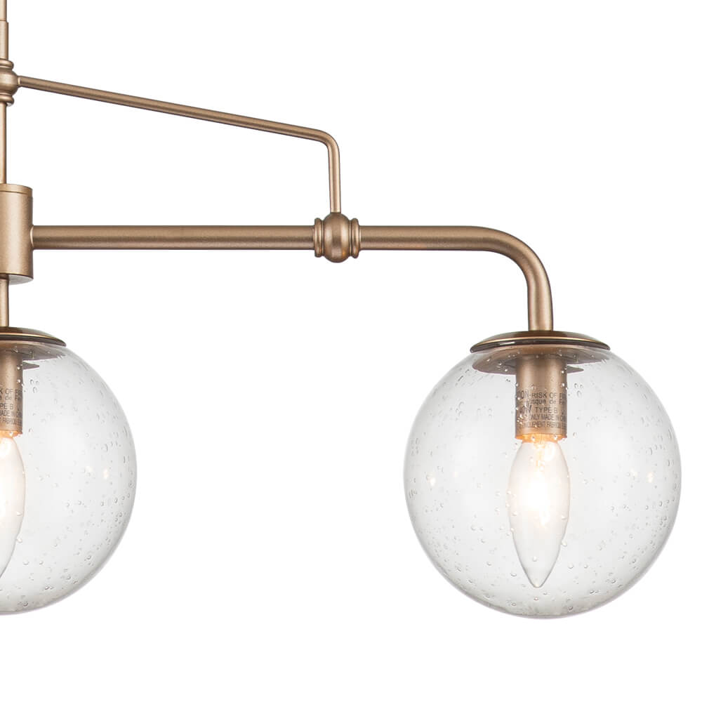 Modern Contemporary 3 Light Linear Pendant Lighting with Seeded Glass Globes for Kitchen Island Dining Room