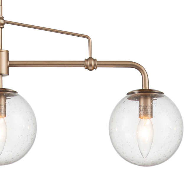 Modern Contemporary 3 Light Linear Pendant Lighting with Seeded Glass Globes for Kitchen Island Dining Room