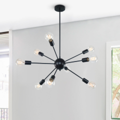 Modern Contemporary 9 Lights Black Sputnik Chandelier for Living Room Bedroom Dining Room Kitchen