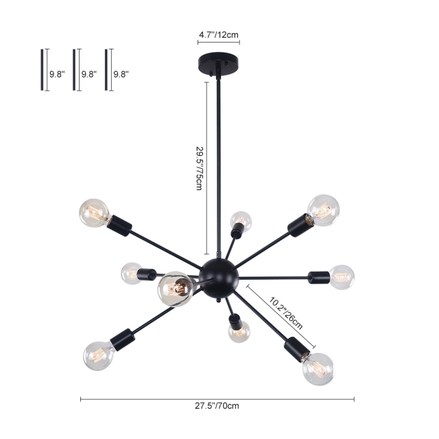 Modern Contemporary 9 Lights Sputnik Chandelier for Living Room Bedroom