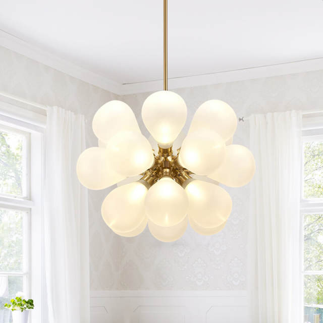 Modern Opal Glass Bubble Cluster Chandelier Decorative Hanging Sputnik Chandelier Pendant Lights for Living Room/ Dining Room/ Bedroom