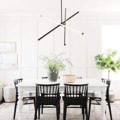 Modern 3-Light Cross Arms Sputnik LED Chandelier in Matt Black/ Aged Brass Finish for Dining Room/ Kitchen/ Living Room