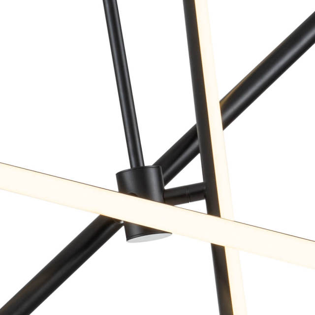 Modern 3-Light Rod LED Cross Arms Sputnik Chandelier in Matt Black/ Aged Brass Finish for Dining Room/ Kitchen/ Living Room