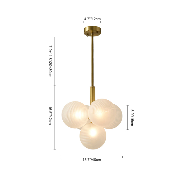 Luxury Modern 5/13 Light Brass Bubble Cluster Grape Chandelier in Opal Textured White Glass Shade for Living /Dining Room