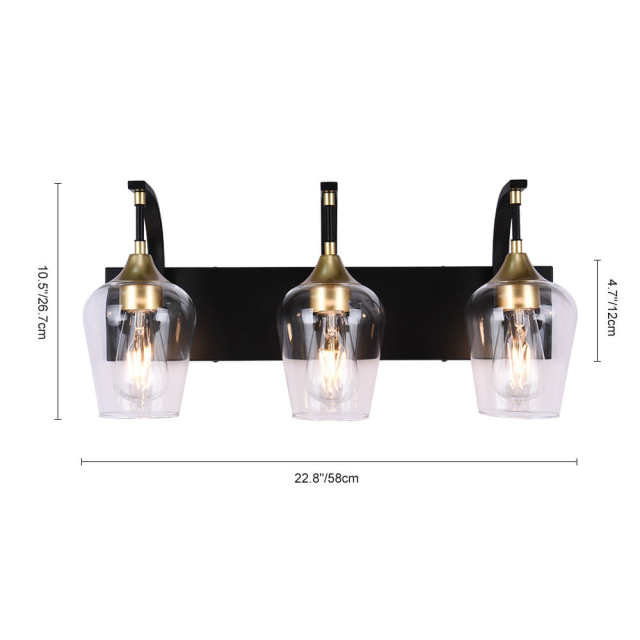 Modern Black Wine Glass Wall Sconces Wall Lights Over Mirror Bathroom