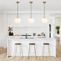 Modern Minimalist 1-Light Clear/ Opal Glass Globe Pendant Lighting for Kitchen Island Dining Room