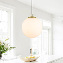 Modern Minimalist 1-Light Clear/ Opal Glass Globe Pendant Lighting for Kitchen Island Dining Room