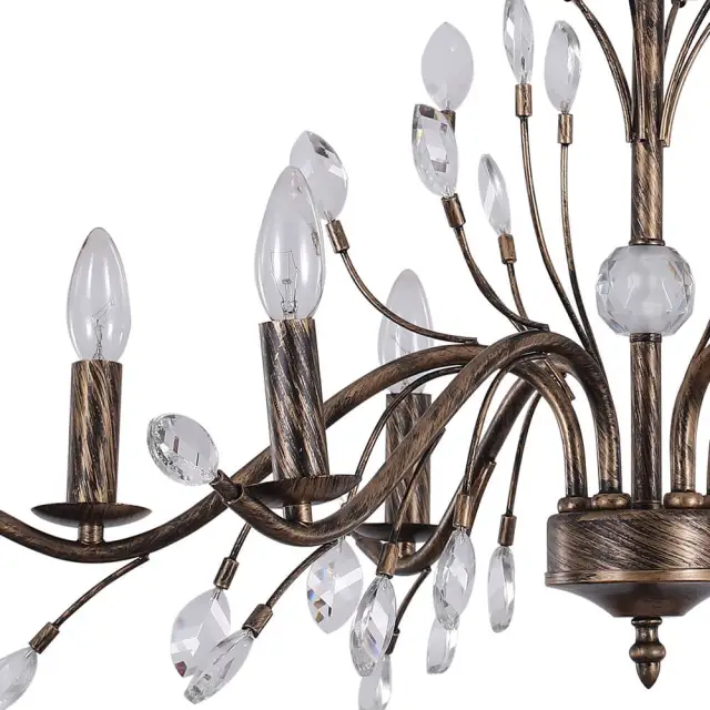 Rustic Vintage Chandelier 6/9-Light Candle Style Crystal Large Chandelier for Restaurant/ Living Room/ Bedroom