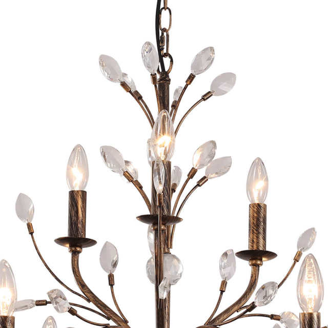 Rustic Vintage Chandelier 6/9-Light Candle Style Crystal Large Chandelier for Restaurant/ Living Room/ Bedroom